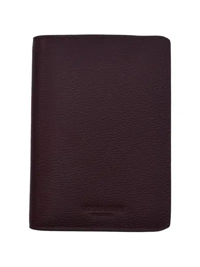 Giorgio Armani Grained Leather Passport Holder In Red