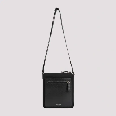 Giorgio Armani Grained Leather Shoulder Bag In Nero