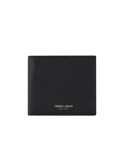 Giorgio Armani Grained-textured Leather Wallet In Black