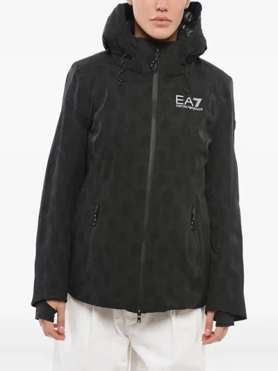 Giorgio Armani Graphgic-print Hooded Jacket In Black