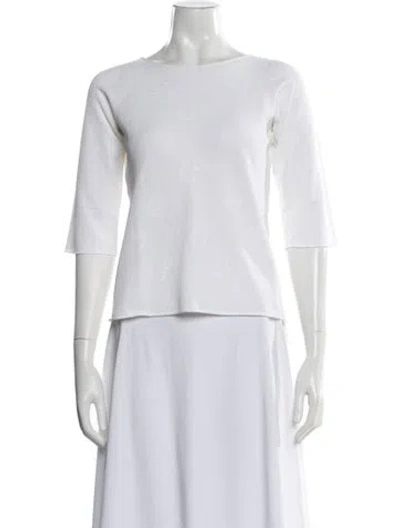 Pre-owned Giorgio Armani Graphic Print Crew Neck Sweater In White
