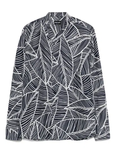 Giorgio Armani Graphic-print Shirt In Blue