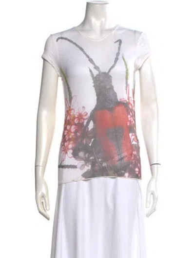 Pre-owned Giorgio Armani Graphic Print V-neck T-shirt In White