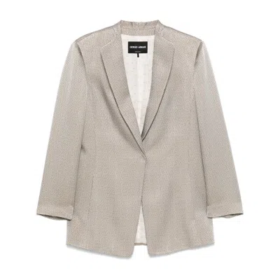 Giorgio Armani Jacquard Blazer In Neutral