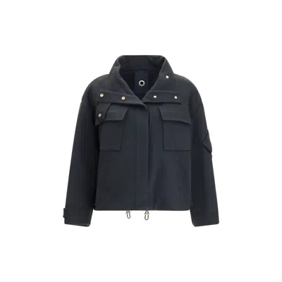 Giorgio Armani Coat Caban In Double Cashmere Blouson With High Collar In Gray