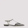 Giorgio Armani Pointed Leather Ballet Flats In Green