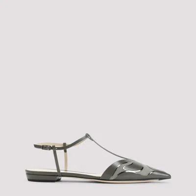 GIORGIO ARMANI GREEN LEATHER BALLET FLATS