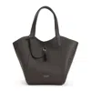 Giorgio Armani Logo Stamp Grained Leather Shoulder Bag In Grey