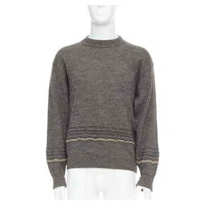 Pre-owned Giorgio Armani Grey Alpaca Mohair Blend Applique Crew Sweater In Gray