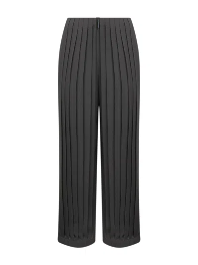Giorgio Armani Women Grey Asv Pleated Triple Silk Georgette Trousers In Gray