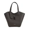 Giorgio Armani Logo Stamp Grained Leather Shoulder Bag In Grey