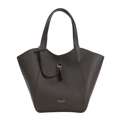 GIORGIO ARMANI GIORGIO ARMANI GREY CALF LEATHER SHOULDER BAG