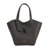 Giorgio Armani Logo Stamp Grained Leather Shoulder Bag In Grey