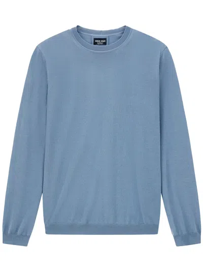 Giorgio Armani Grey Cashmere Sweater In Blue