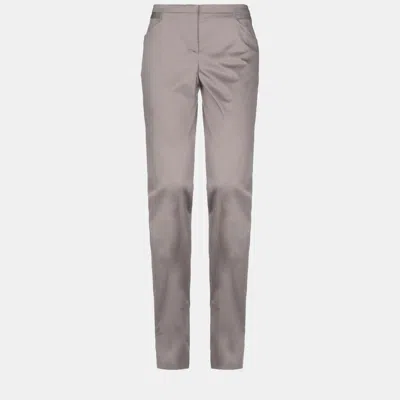 Pre-owned Giorgio Armani Grey Cotton Trousers Size 50