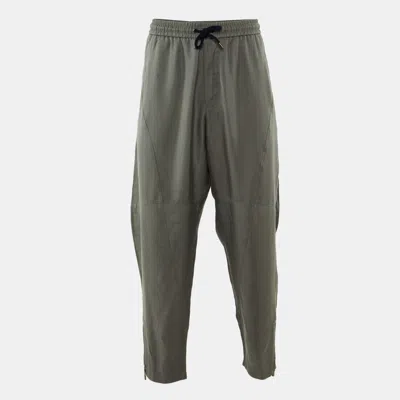 Pre-owned Giorgio Armani Grey Crepe Trousers Xxl In Gray