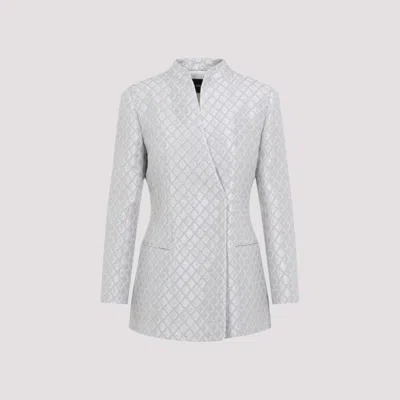 GIORGIO ARMANI GREY DOUBLE-BREASTED BLAZER