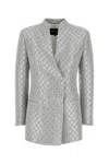 Giorgio Armani Grey Embroidered Polyester Blend Blazer