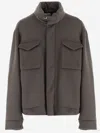 Giorgio Armani Flap-pocket Cashmere-blend Jacket In Gray