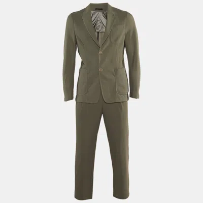 Pre-owned Giorgio Armani Grey Mesh Suit M