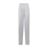Giorgio Armani Grey Silk Satin Trousers With Double Pleats In Grey