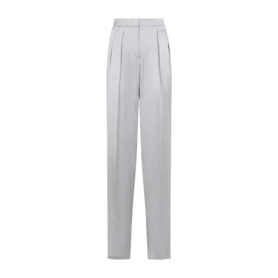 Giorgio Armani Grey Silk Satin Trousers With Double Pleats