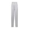 Giorgio Armani Grey Silk Satin Trousers With Double Pleats
