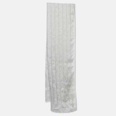 Giorgio Armani Grey Stripe Pattern Silk Blend Stole