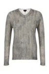 Giorgio Armani Melange Grey Mohair Blend Sweater In Gray