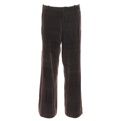 Pre-owned Giorgio Armani Grey Velvet Textured High Waisted Wide Leg Cropped Pants It46 S In Gray