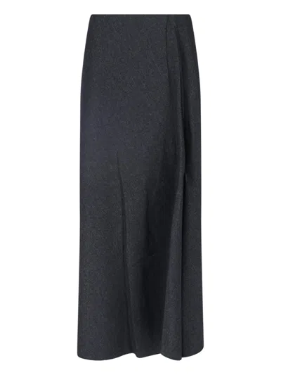 Giorgio Armani Grey Virgin Wool Midi Skirt In Gray