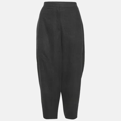Pre-owned Giorgio Armani Grey Wool Barrel Trousers Xl In Gray