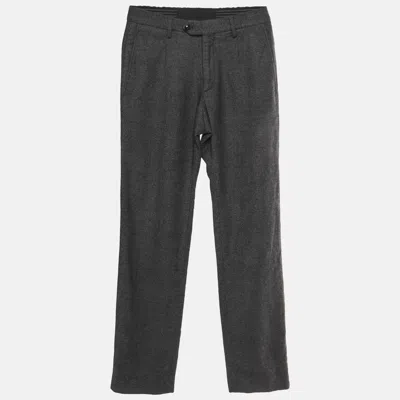 Pre-owned Giorgio Armani Grey Wool Skinny Trousers S In Gray