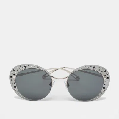 Pre-owned Giorgio Armani Grey/silver Embellished Ar6079 Round Sunglasses