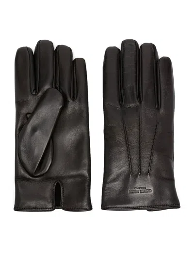 Giorgio Armani Nappa Leather Gloves In Black