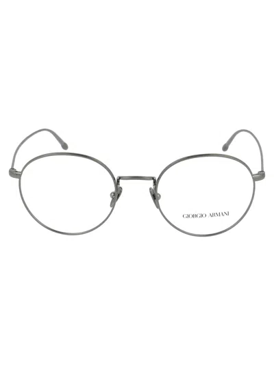 Giorgio Armani Gunmetal Metal Glasses In Gray