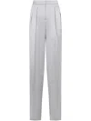 Giorgio Armani Grey Silk Satin Trousers With Double Pleats In Gray