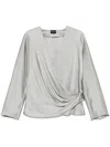 Giorgio Armani Wrap Design Shirt With Draped Detailing In Gray