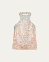 Giorgio Armani Halter Sequined Semi-sheer Blouse In Multi