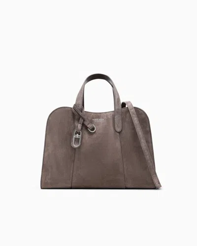 Giorgio Armani Handbag In Split Leather In Brown