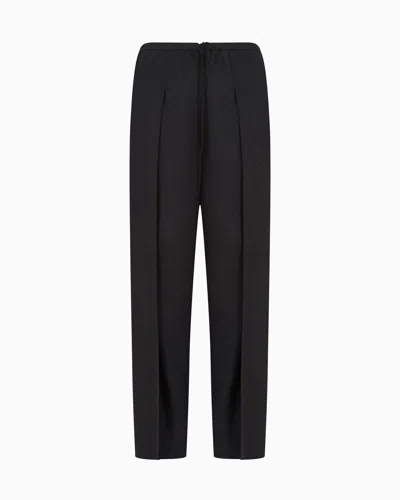Giorgio Armani Hemp Jersey Relaxed-fit Trousers In Black