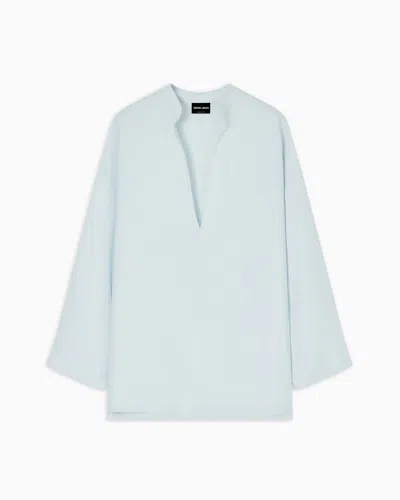 Giorgio Armani Hemp Shirt In Blue