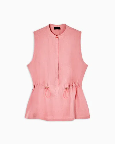 Giorgio Armani Drawstring-waist Sleeveless Top In Pink