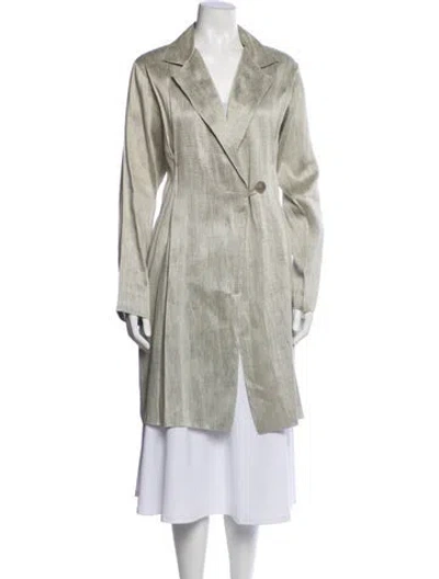 Pre-owned Giorgio Armani Hemp Trench Coat In Green
