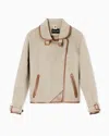 Giorgio Armani Hemp, Viscose And Cotton Cavalry Pea Coat In Neutral