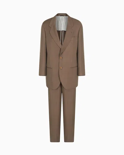 Giorgio Armani Heritage Line Cupro Single-breasted Suit In Brown
