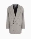 Giorgio Armani Double-breasted Textured Blazer In Grey