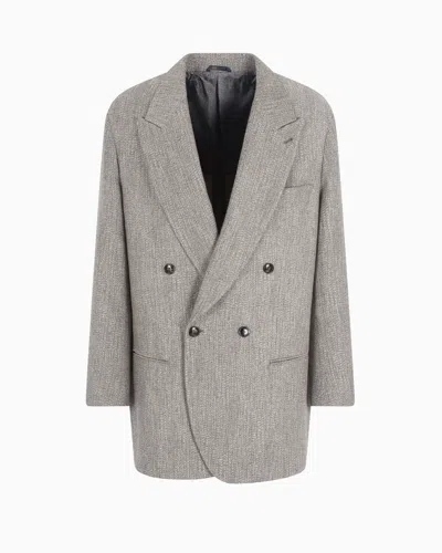 GIORGIO ARMANI HERITAGE LINE DOUBLE-BREASTED JACKET IN A WOOL AND VISCOSE BLEND