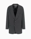 Giorgio Armani Heritage Line Single-breasted Jacket In Chevron Jacquard Stretch Virgin Wool In Black