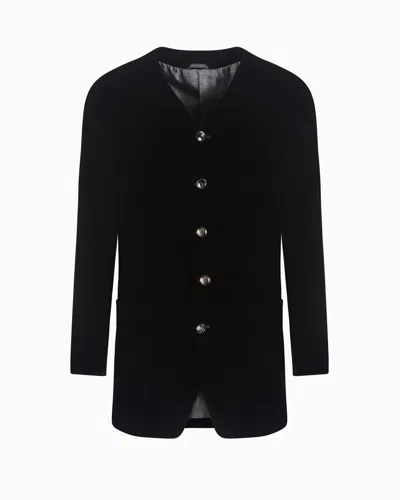 Giorgio Armani Heritage Line Single-breasted Velvet Jacket In Black